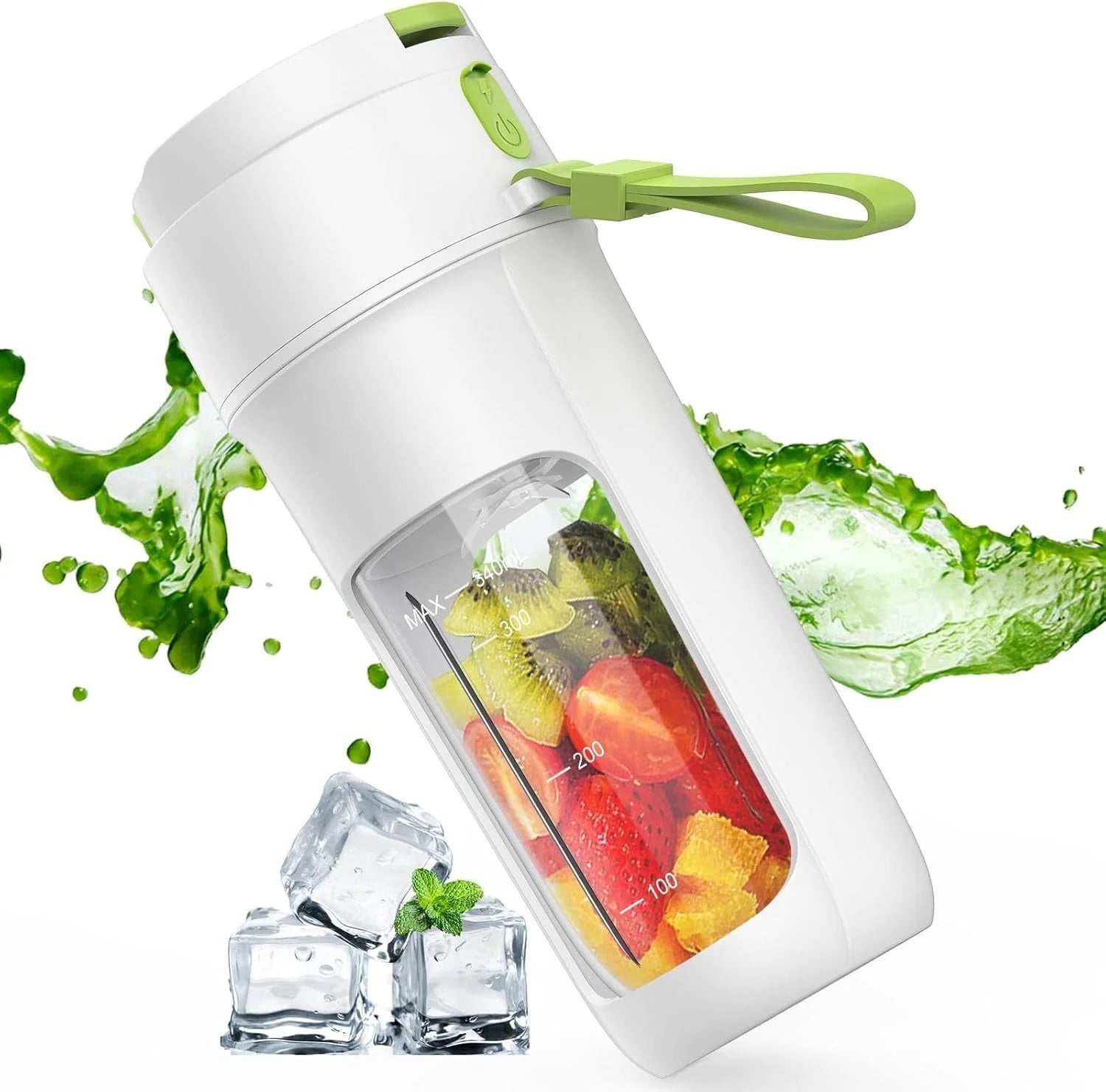 Portable Blender, 340 Ml Personal Juicer Cup,Usb Rechargeable,Household Fruit Mixer for Shakes and Smoothies,Easy to Clean,Bpa Free for Travel, Home and Office
