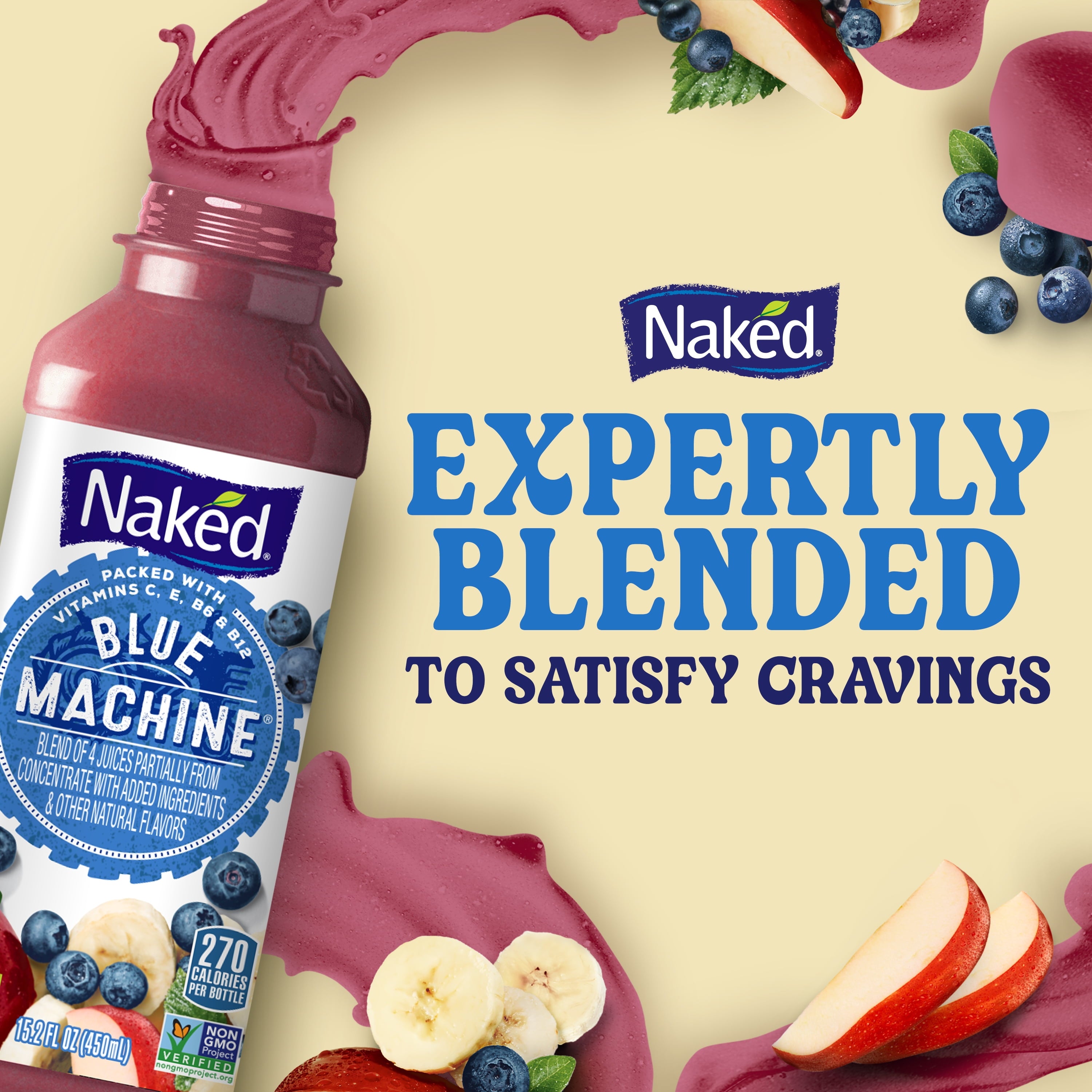 Juice Blue Machine Blend 100% Juice Smoothie - Vegan, Plant-Based, Non-Gmo, Made with Real Fruit, 15.2 Fl Oz