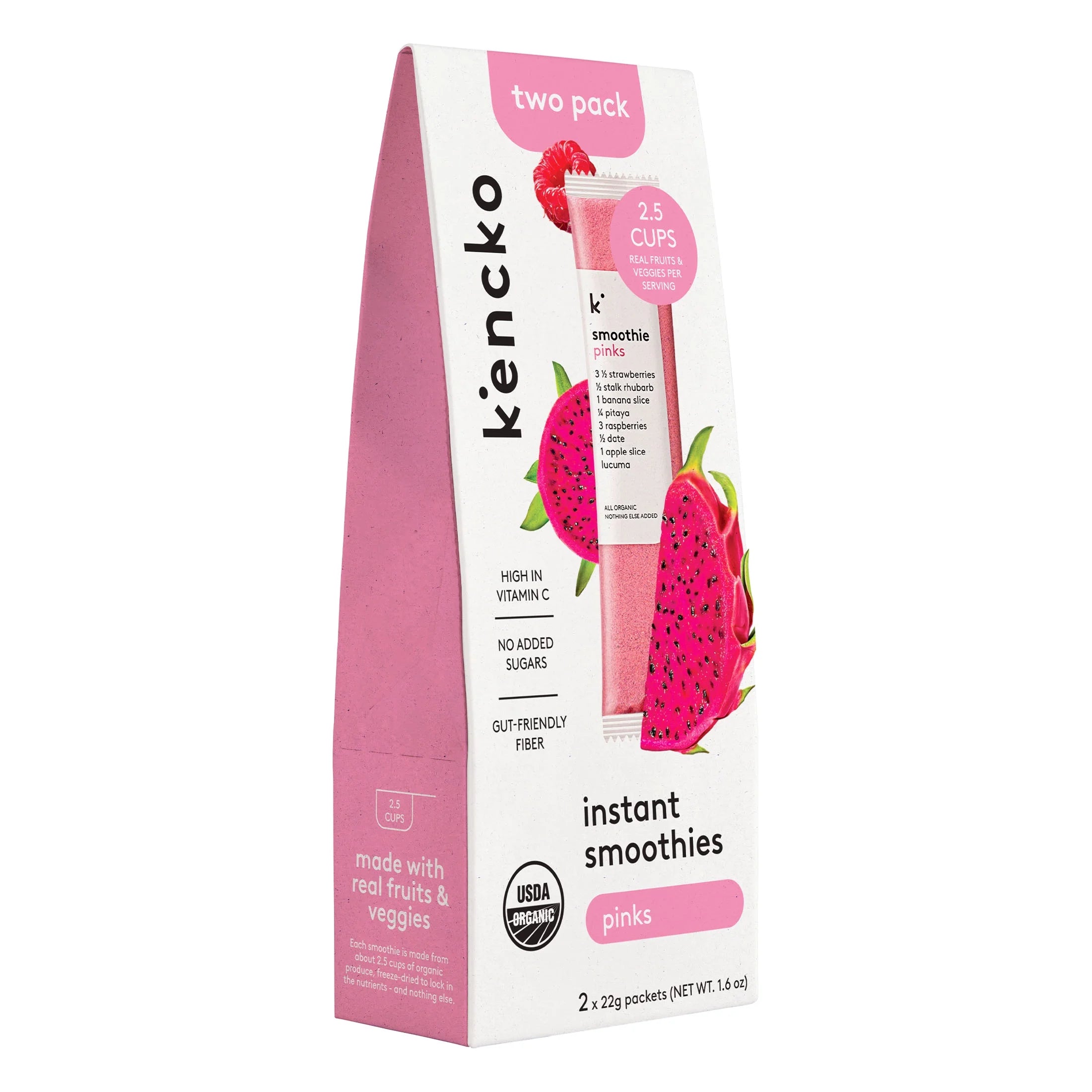 Pinks Organic Instant Fruit & Veggie Smoothie Two Pack, Powdered Drink Mix, .78 Oz