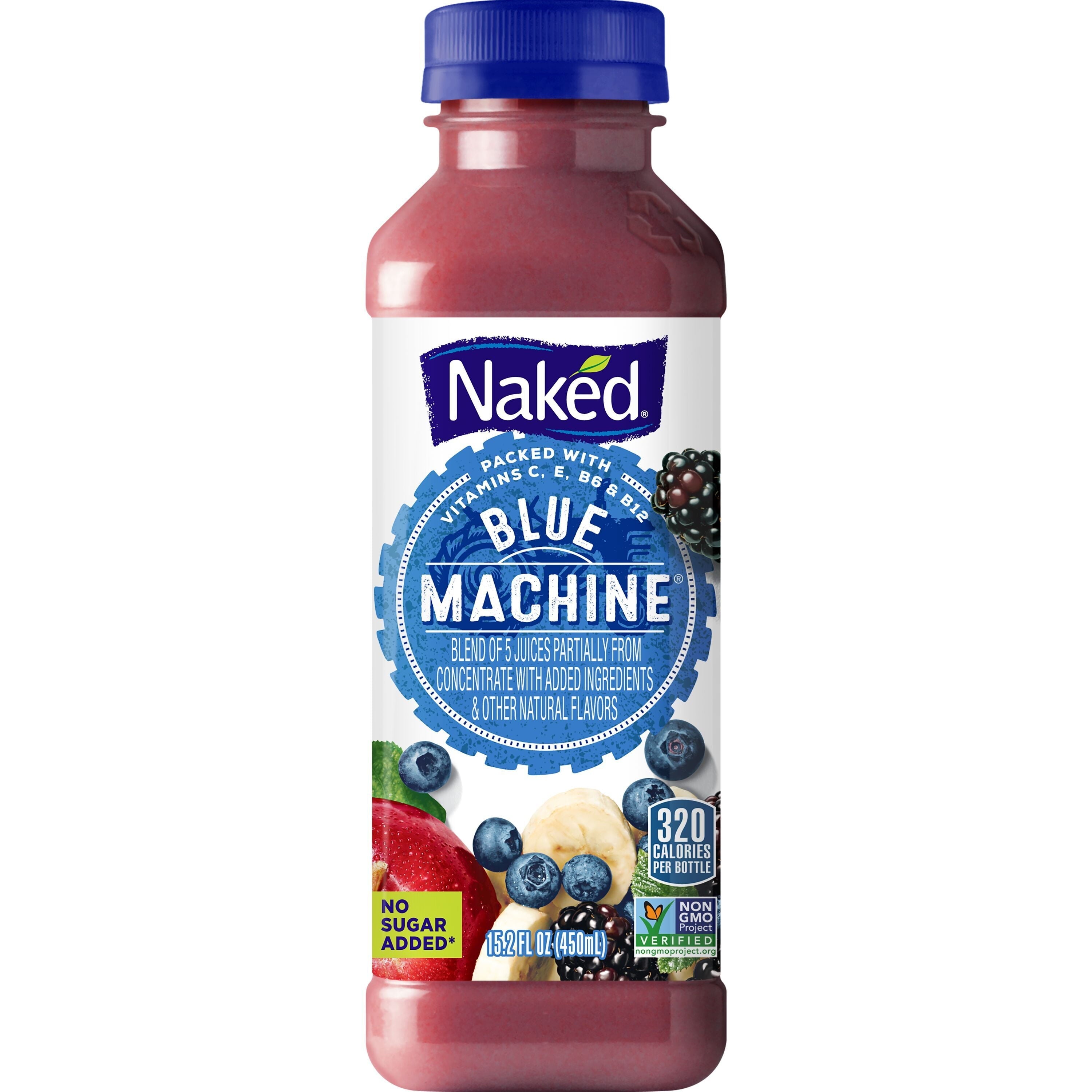 Juice Blue Machine Blend 100% Juice Smoothie - Vegan, Plant-Based, Non-Gmo, Made with Real Fruit, 15.2 Fl Oz