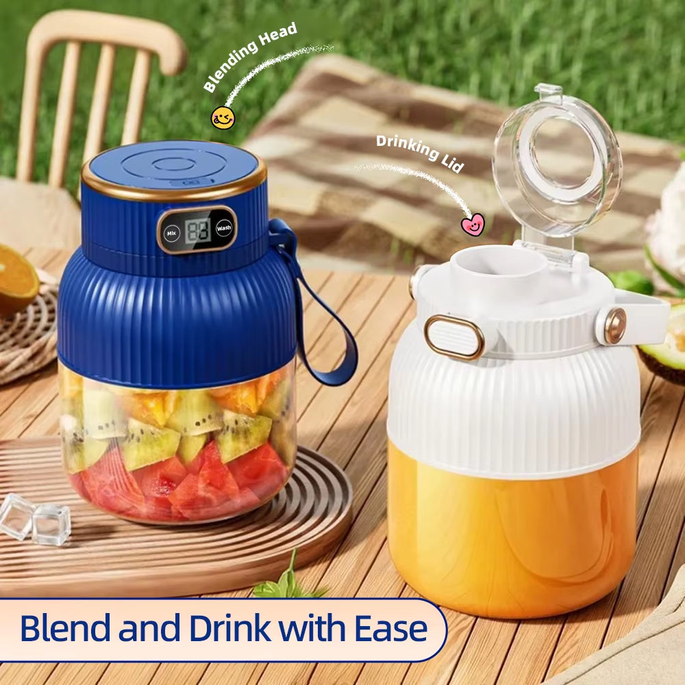 Portable Juicer Cup, Multifunctional Portable Juicer with Digital Display USB Rechargeable Electric Blender for /Home/Travel
