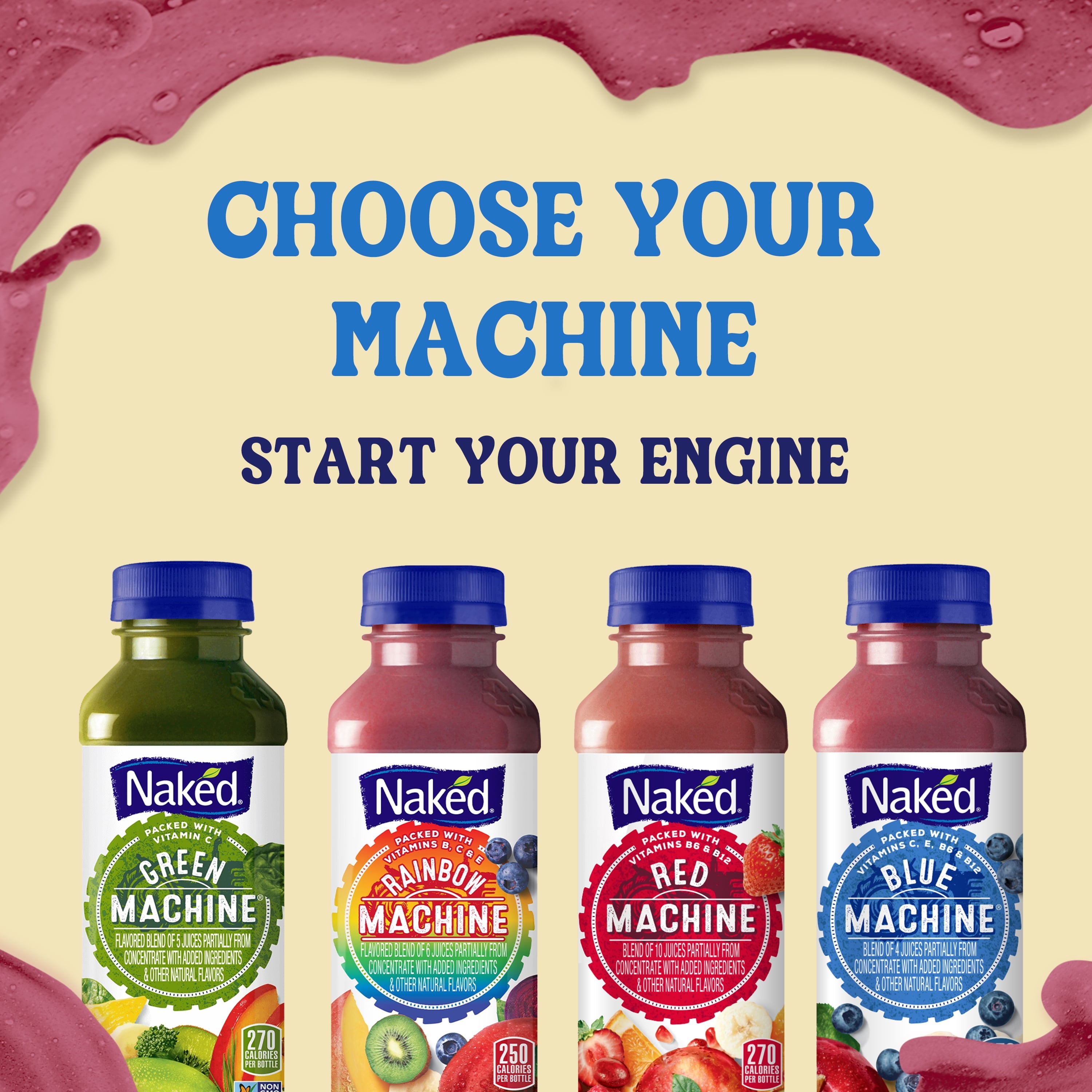 Juice Blue Machine Blend 100% Juice Smoothie - Vegan, Plant-Based, Non-Gmo, Made with Real Fruit, 15.2 Fl Oz