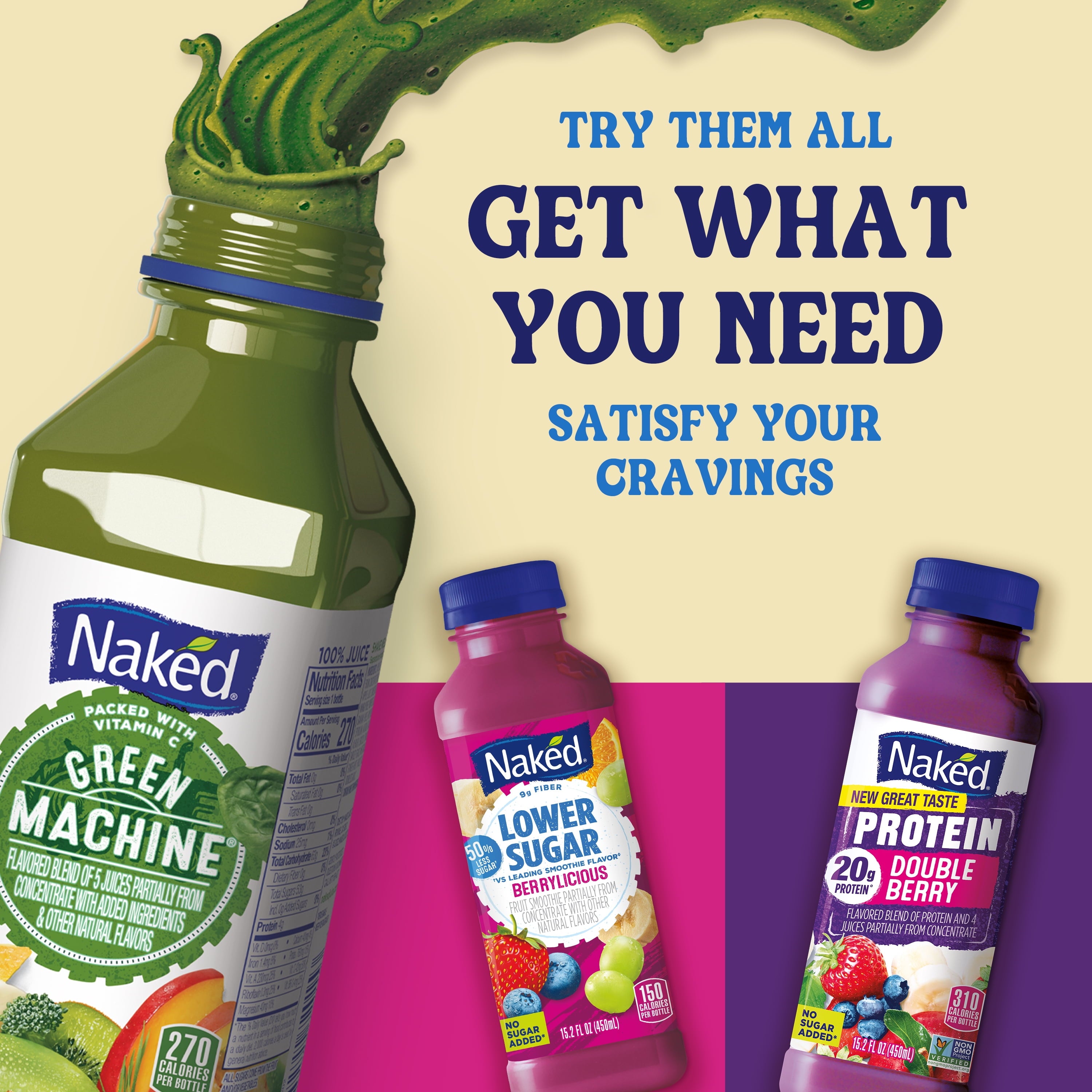 Juice Blue Machine Blend 100% Juice Smoothie - Vegan, Plant-Based, Non-Gmo, Made with Real Fruit, 15.2 Fl Oz