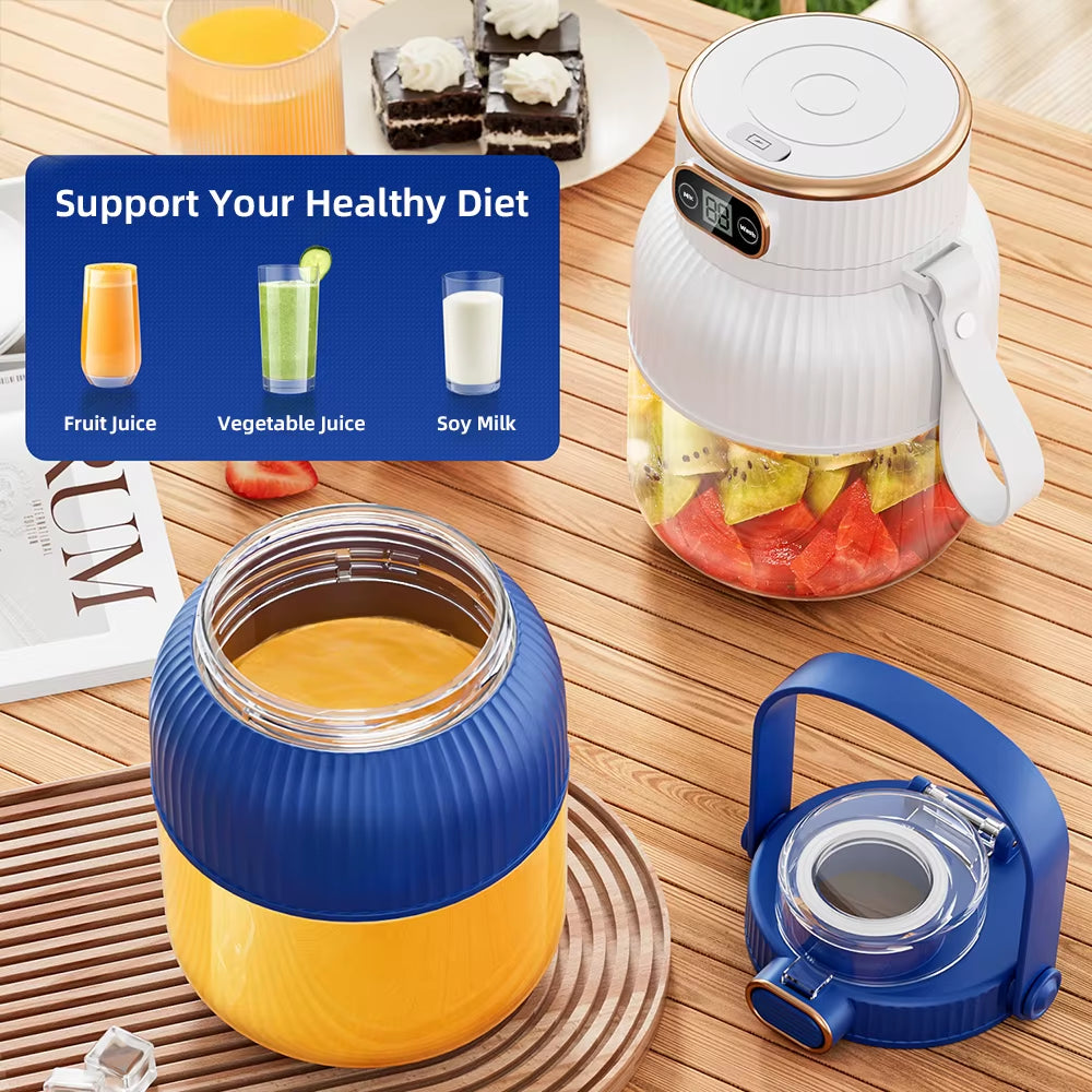 Portable Juicer Cup, Multifunctional Portable Juicer with Digital Display USB Rechargeable Electric Blender for /Home/Travel