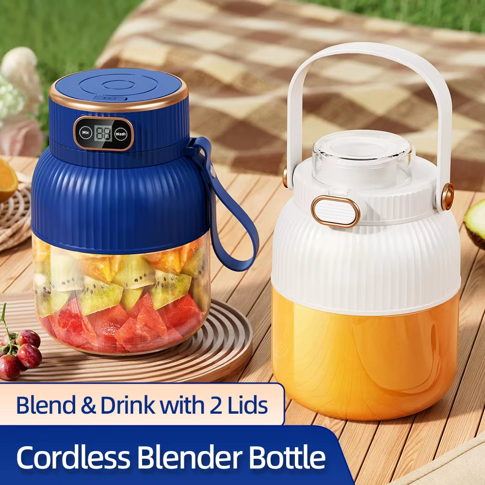 Portable Juicer Cup, Multifunctional Portable Juicer with Digital Display USB Rechargeable Electric Blender for /Home/Travel